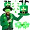 3 Pcs St. Patrick's Day Hats Irish LED Leprechaun Pants Hats Flashing Shamrock Necklaces and Light up Glasses St. Patrick's Day Costume Accessories for Party Supplies